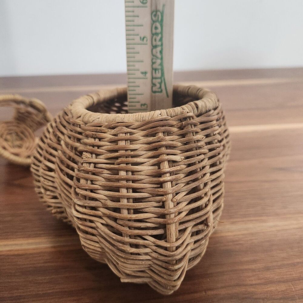 Antique Primitive Buttock Basket With Lid Snake Charmer Fisherman Garlic Vintage - Picture 12 of 14